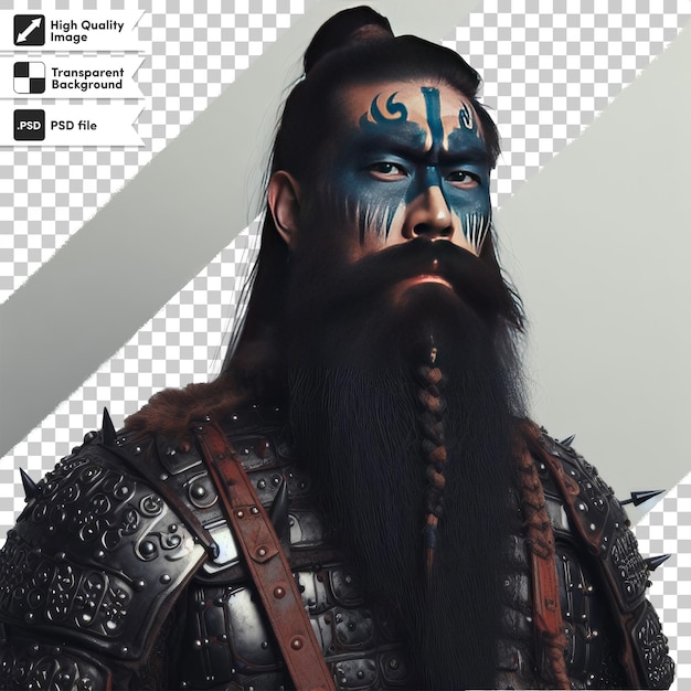 PSD psd viking portrait with sword on transparent background with editable mask layer