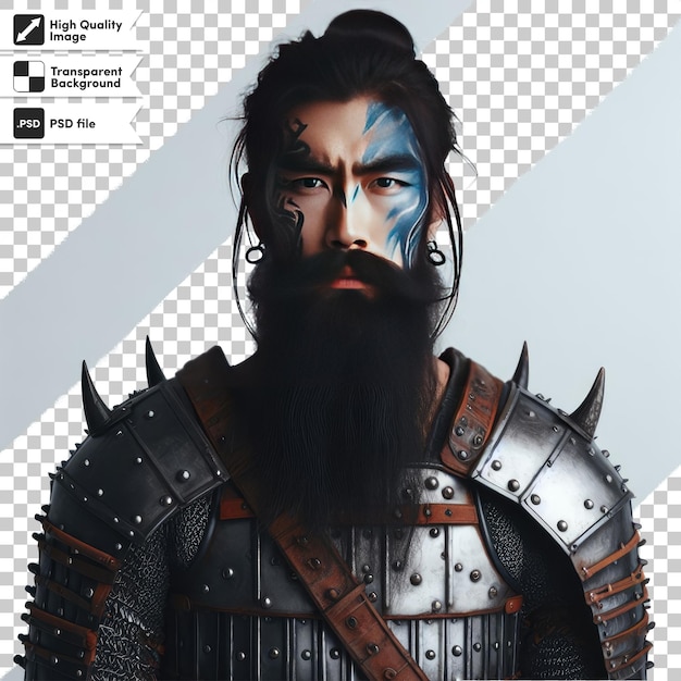 PSD psd viking portrait with sword on transparent background with editable mask layer