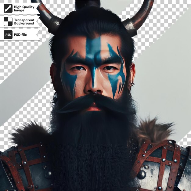 PSD psd viking portrait with sword on transparent background with editable mask layer