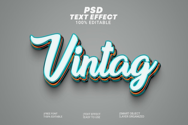 psd vintag editable 3d text style effect