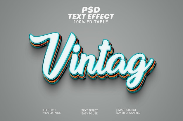 PSD psd vintag editable 3d text style effect