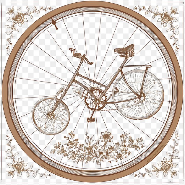 PSD psd vintage bicycle penny farthing with sepia monochrome stamp c tattoo clipart ink tshirt design