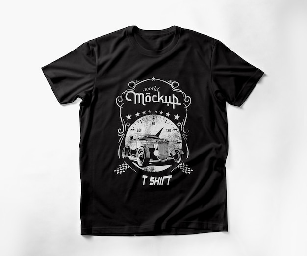 PSD Vintage Black T Shirt Mockup Car T Shirt Design