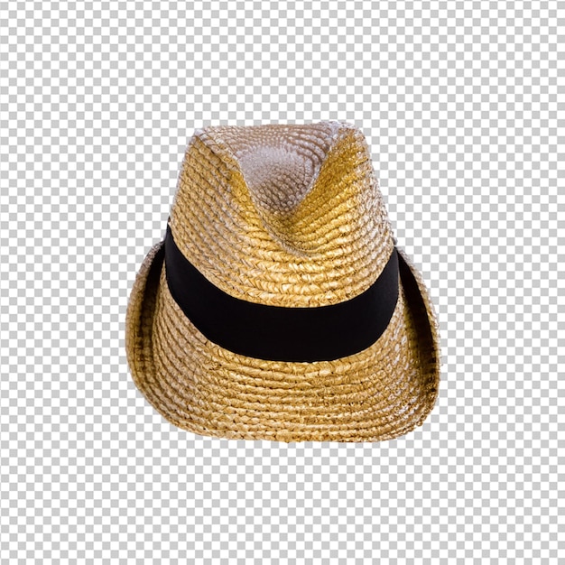 Psd vintage sun straw hat with ribbon isolated premium psd