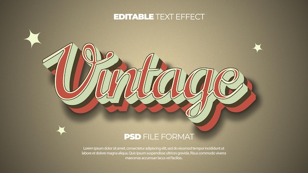 PSD effetto testo vintage psd