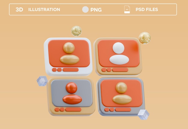 psd virtual meeting 3d illustration