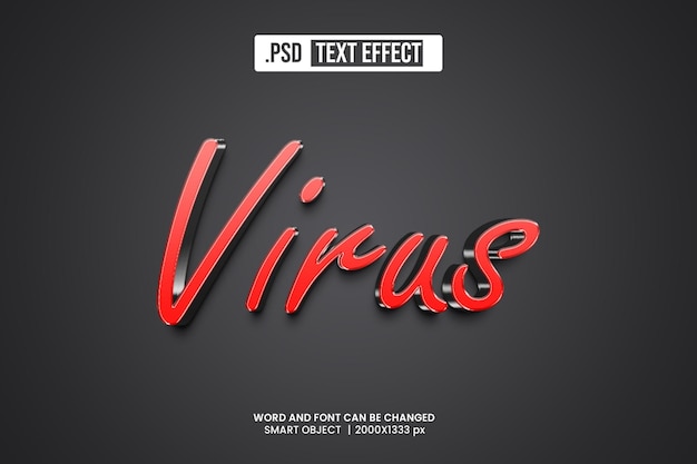 PSD Стиль текстового эффекта psd virus 3d