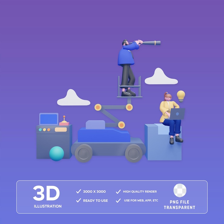 PSD psd vision and mission 3d illustration