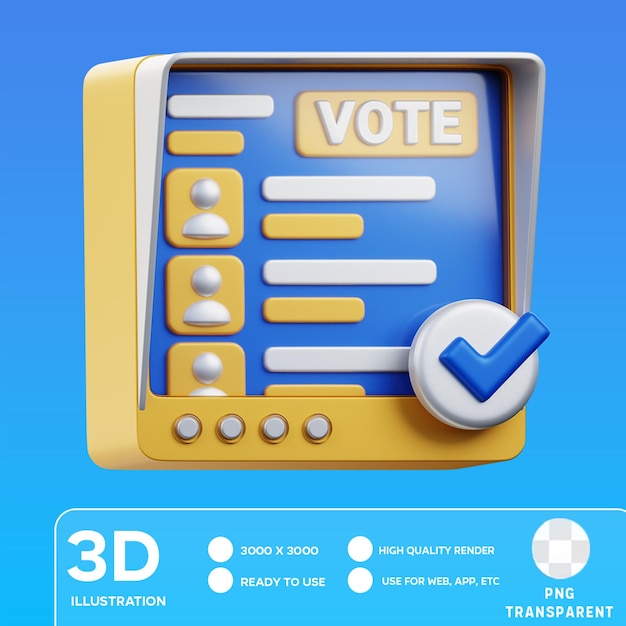 Psd voting machine 3d illustration