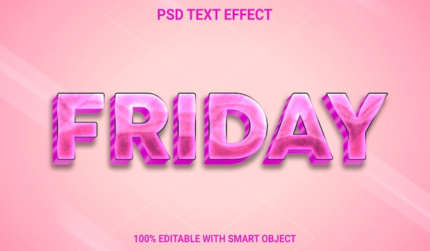 PSD vrijdag roze kleur premium teksteffect