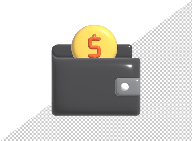 Psd wallet with dollar coin comic bubble icon 3d render illustration