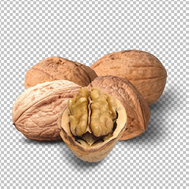 Psd walnuts on a transparent background