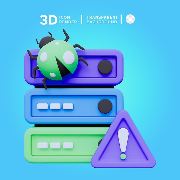 PSD psd warning server bug 3d illustration