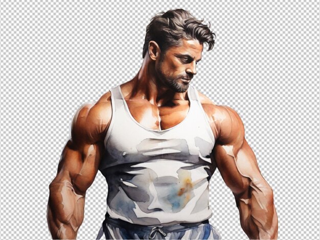 Psd of a water color art of a bodybuilder