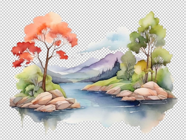 PSD psd of a water color art of a nature