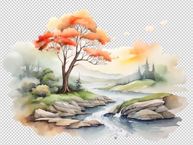 Psd of a water color art of a nature