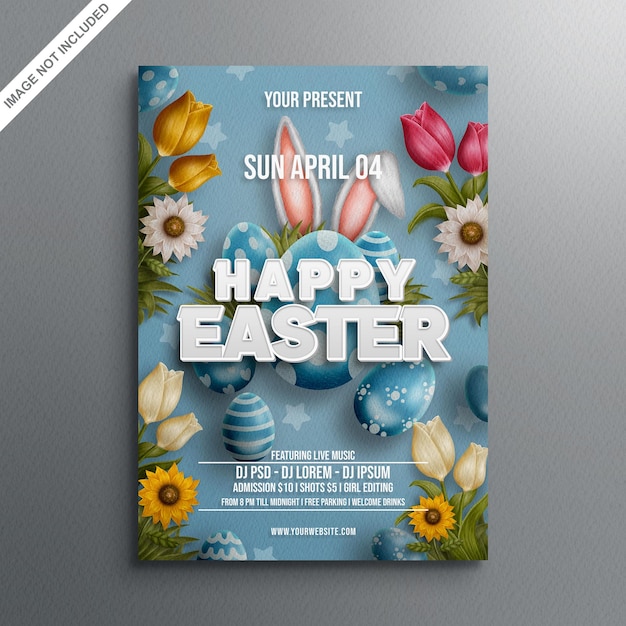 PSD psd water color easter celebration poster design template