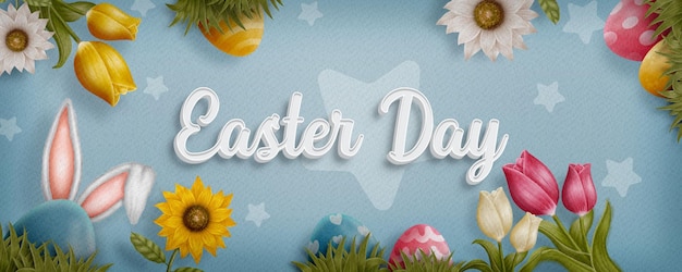 Psd water color Easter day banner template