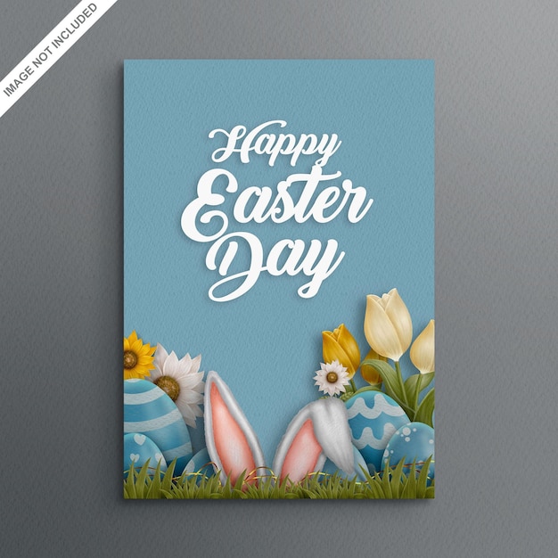 PSD psd water color happy easter day greeting card template