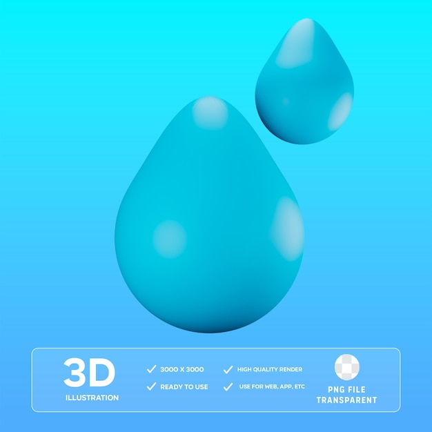 PSD illustrazione 3d della goccia d'acqua psd