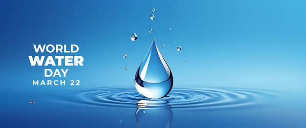 PSD psd gocce d'acqua a forma di goccia su sfondo blu giornata mondiale dell'acqua concetto giorno dell'acqua terra