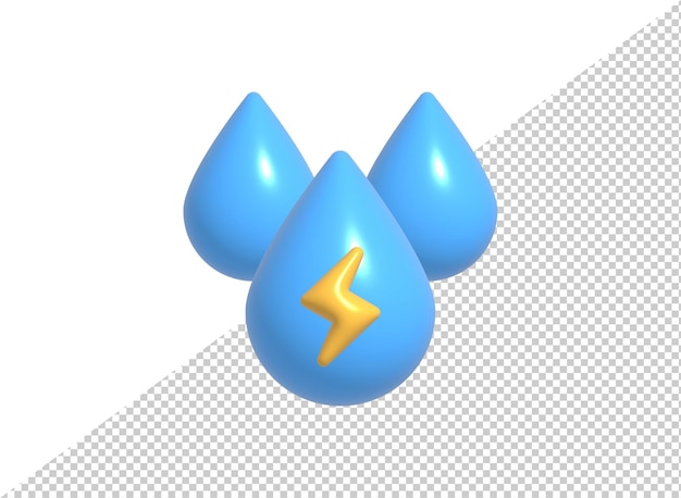 PSD psd water energy comic bubble icon 3d render illustration