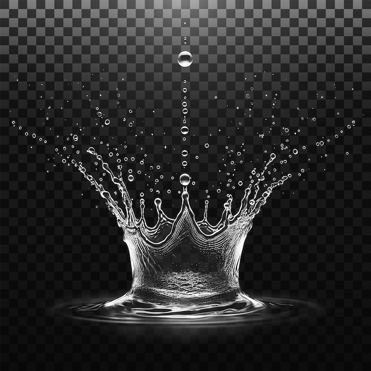 PSD psd water spat vloeibare golven met wervelingen en druppels vloeistof spat geïsoleerd op png achtergrond