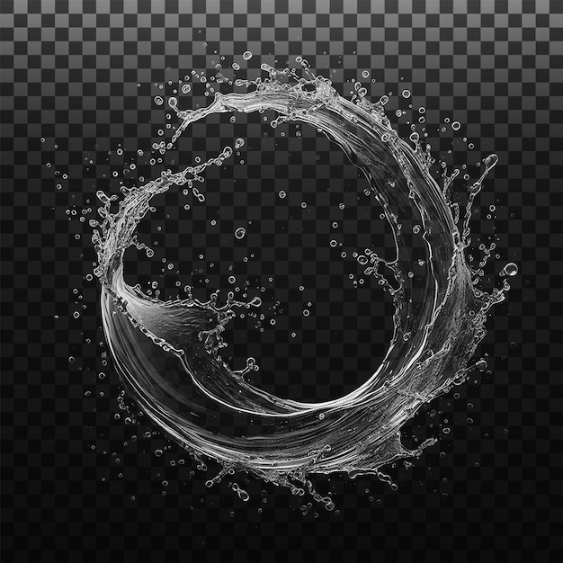 PSD water splashes liquid waves with swirls and drops fluid splashing isolated on PNG backgroun