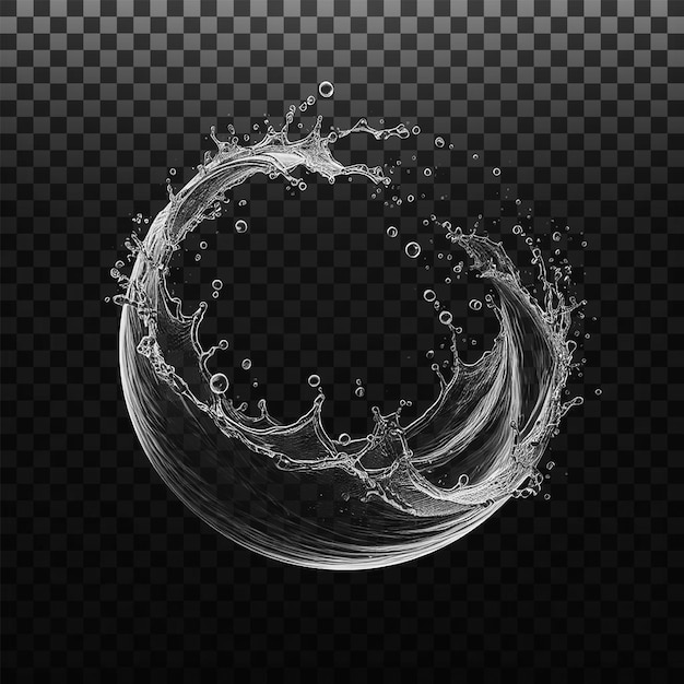 PSD water splashes liquid waves with swirls and drops fluid splashing isolated on PNG background