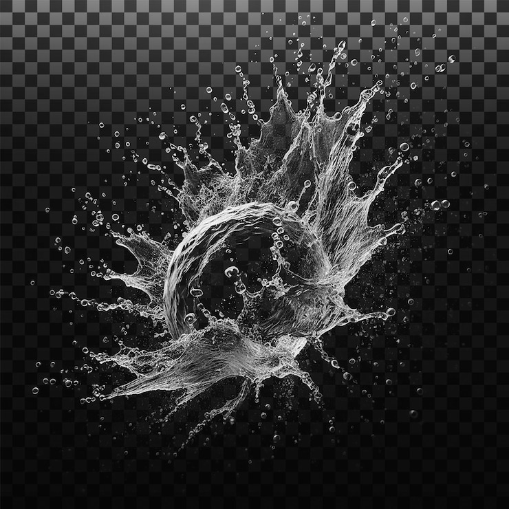 PSD psd water splashes liquid waves with swirls and drops fluid splashing isolated on png background