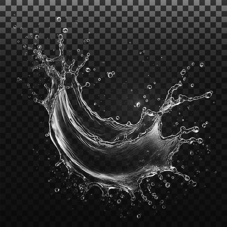 PSD psd water splashes liquid waves with swirls and drops fluid splashing isolated on png background