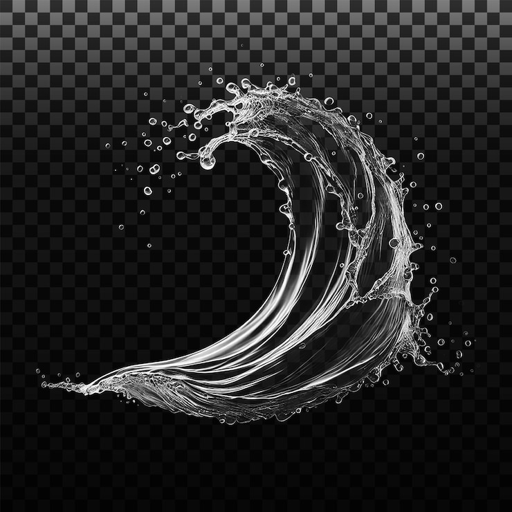 PSD psd water splashes liquid waves with swirls and drops fluid splashing isolated on png background