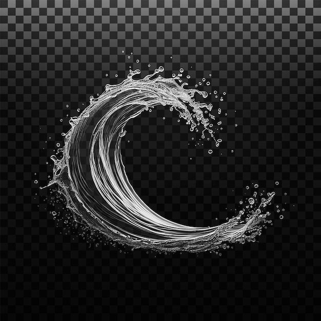 PSD water splashes liquid waves with swirls and drops fluid splashing isolated on PNG background