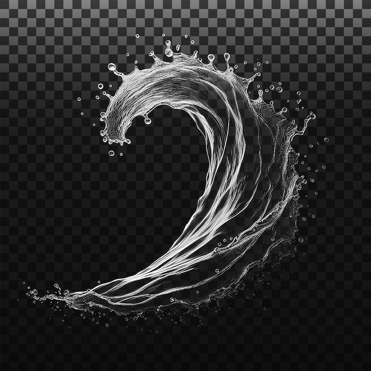 PSD psd water splashes liquid waves with swirls and drops fluid splashing isolated on png background