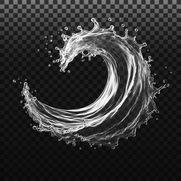 PSD psd water splashes liquid waves with swirls and drops fluid splashing isolated on png background