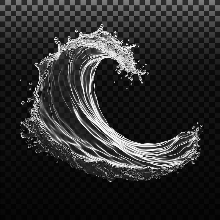 PSD psd water splashes liquid waves with swirls and drops fluid splashing isolated on png background