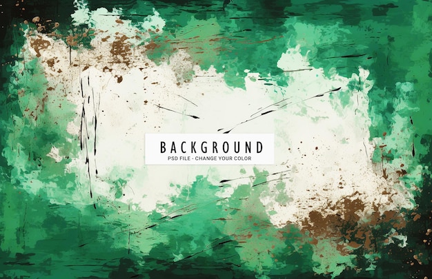 Psd watercolor background green and brown grunge