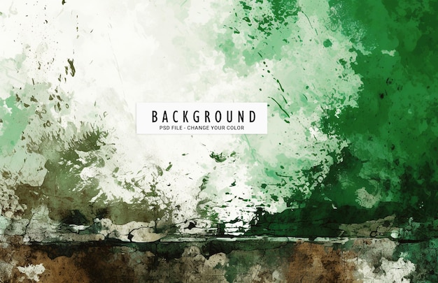 Psd watercolor background green and brown grunge