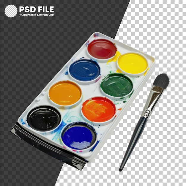 PSD psd акварельный набор красок с кистью, готовый для искусства