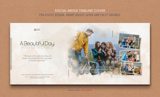 psd watercolour photo effect facebook timeline cover template