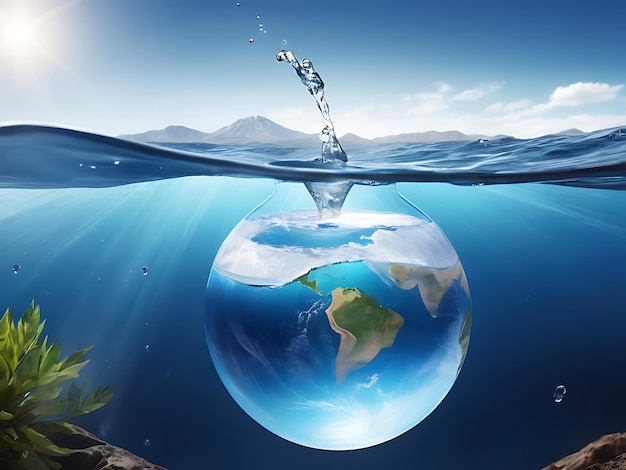 Psd waterdruppels als druppelvorm op blauwe achtergrond wereldwaterdag concept water aarde dag
