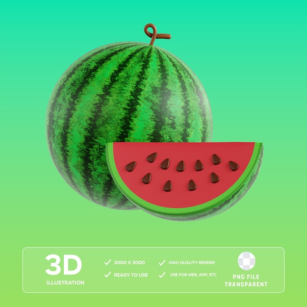 PSD 水瓜 3D 插圖
