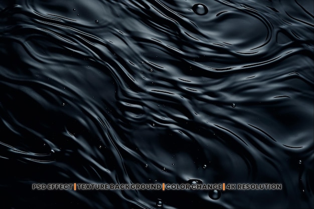 PSD psd texture dell'acqua ondulata effetto di goccia di liquido sullo sfondo nero