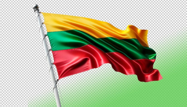 Psd wavy flag of lithuania on a transparent background