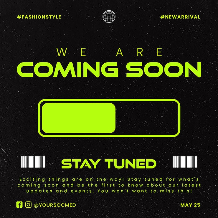 PSD psd we are coming soon stay tuned on black background instagram post template