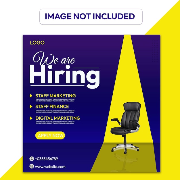 PSD We are hiring job vacancy square banner or social media post template
