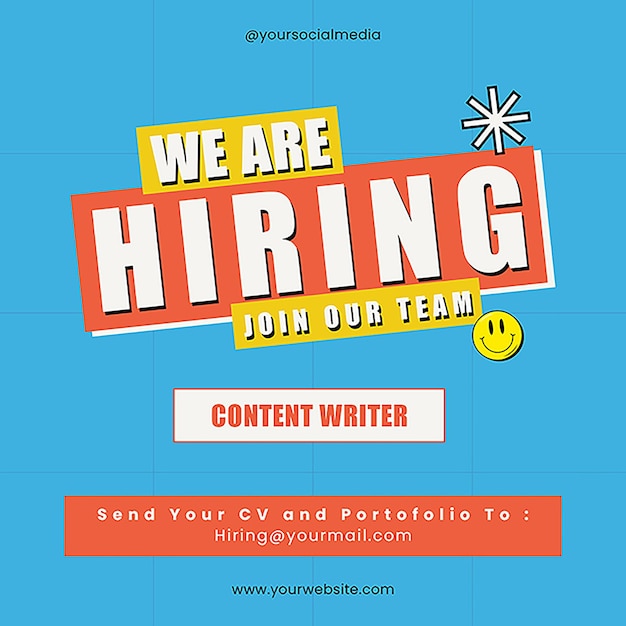psd we are hiring typography design for social media and instagram post template