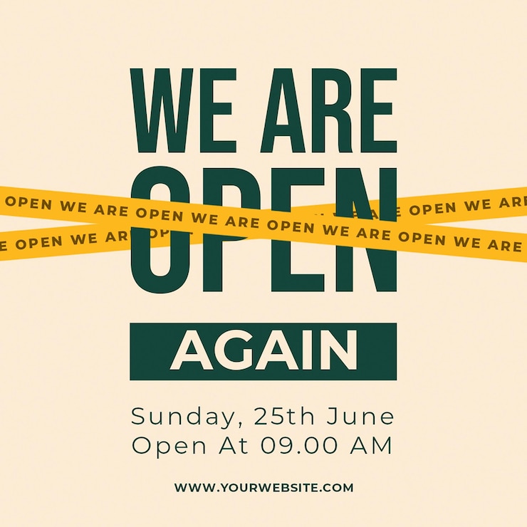 PSD psd we are open store on cream background instagram post template