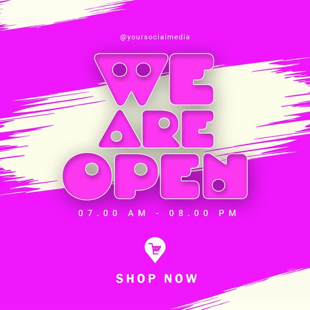 PSD psd we are open typography design for social media and instagram post template