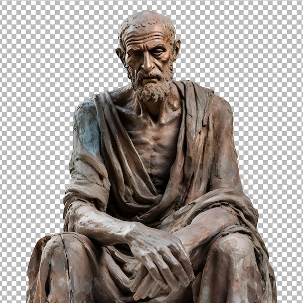 PSD psd weathered philosopher statue isolated on transparent background